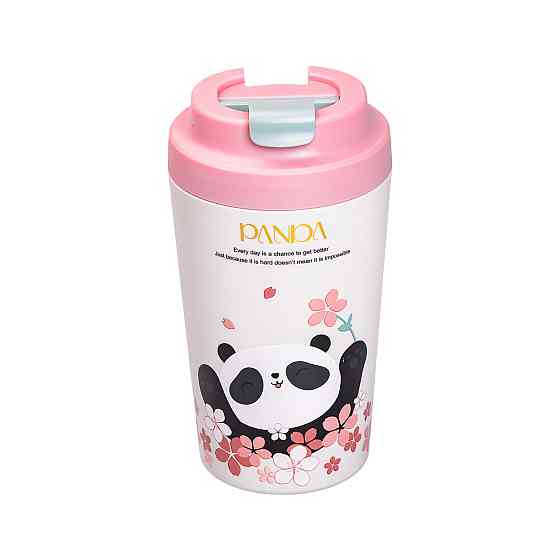 Термокружка Panda с фарфоровой колбой, 380 мл, розовая Киев