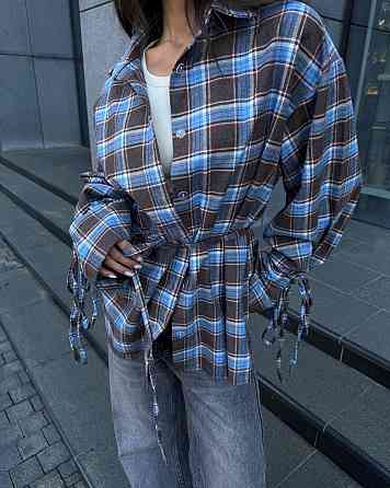 Жіноча базова сорочка кімоно оверсайз в клітинку турецька фланель Одеса