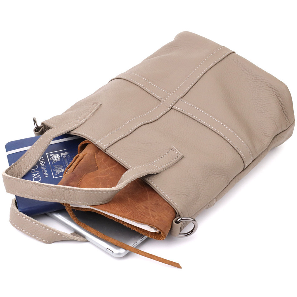 Зручна сумка жіноча з ручками з натуральної шкіри Vintage 22996 Сірий Київ - фото 8