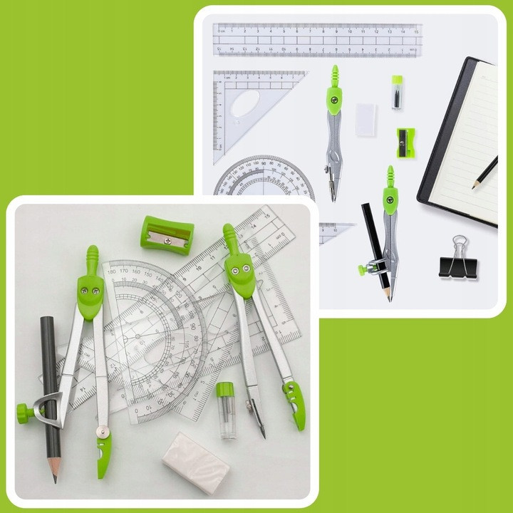 Геометричний набір 10 предметів лінійка, циркуль, транспортир, шкільний кутник Maaleo (26170) Нововолинськ - фото 5