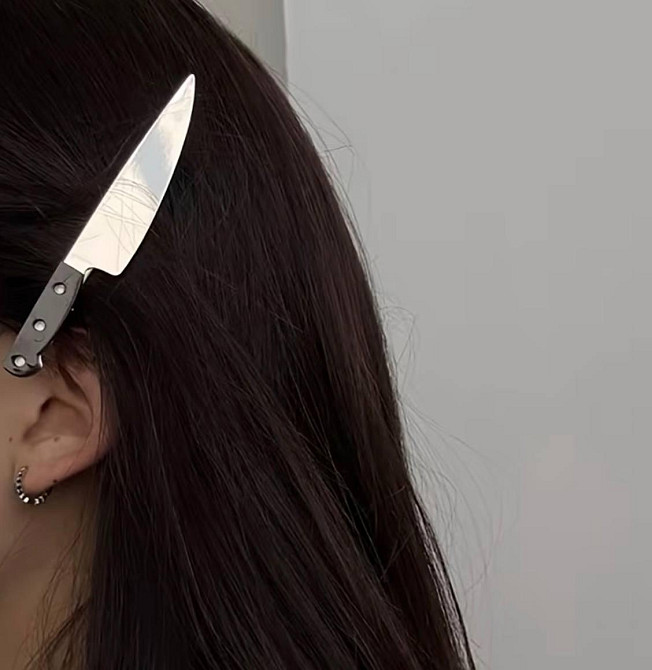 Заколки для волос в виде ножа зеркальные пластиковые шпильки 2 шт альтернативный стиль Киев - изображение 4