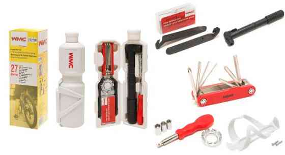 Набір інструментів для обслуговування велосипеда 27пр. + Тримач фляги, в тубі (білий) WMC TOOLS WT-2727W Одеса
