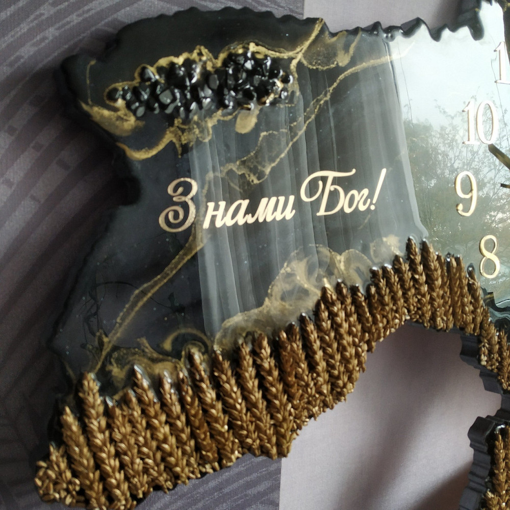 Часы настенные 100*65 см из эпоксидной смолы ручной работы 