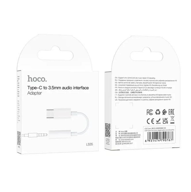Аудіокабель HOCO LS35 Type-C to 3.5mm digital audio converter White Киев - изображение 3