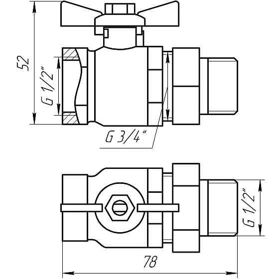 Кран кульовий ARCO      1/2″ SENA 154103 прямий з американкою  (754103) Тернопіль