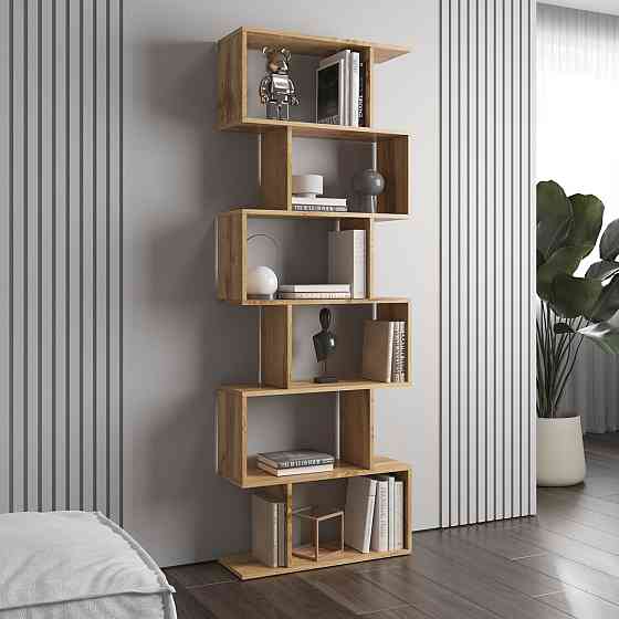 Полиця для книг VAYS M-56, стелаж на 6 полиць, ЛДСП, 70×24×195 см - для дому, вітальні, офісу Львів