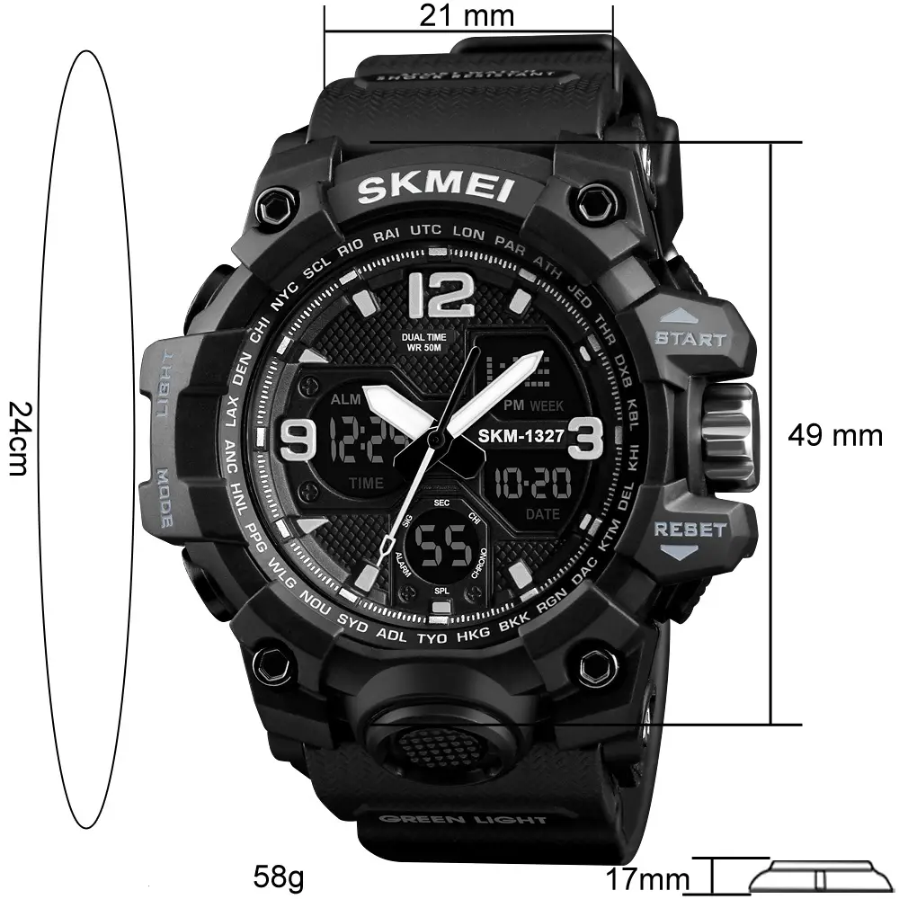 Мужские спортивные часы Skmei 1327 Hamlet (Черные) Винница - изображение 4