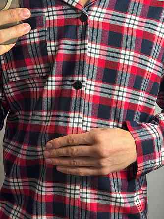 Мужская хлопковая пижама в клетку Красно-белый, XL/2XL Харьков