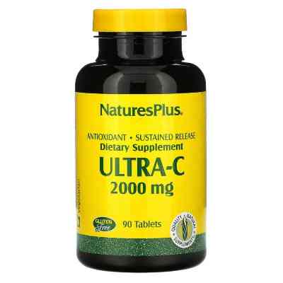 Вітамін Natures Plus Вітамін С, Ultra-C, 2000мг, Nature&apos;s Plus, 90 таблеток (NAP-02221) Вінниця