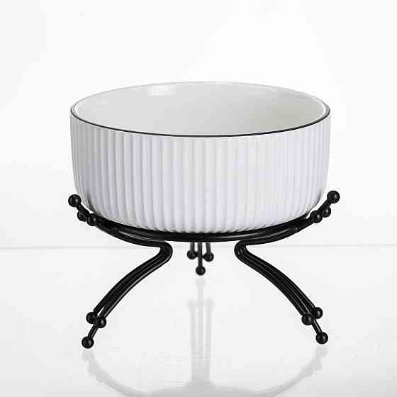 Салатник порцеляновий на металевій підставці Ø16 (см) тарілка для салату салатниця Чорний LB-1568B Коломия