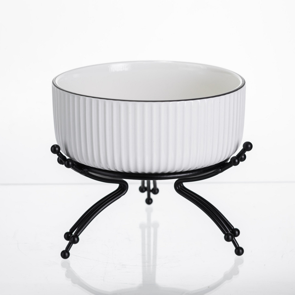 Салатник порцеляновий на металевій підставці Ø16 (см) тарілка для салату салатниця Чорний LB-1568B Коломия - фото 1