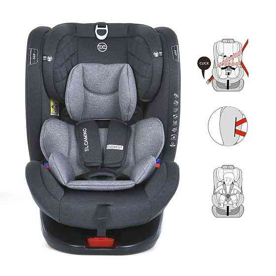 Автокрісло дитяче El Camino EVEREST Light Gray 0-36кг 5-точкові ремені безпеки ISOFIX 360º Світло-сіре (ME 1114 ) Чернігів