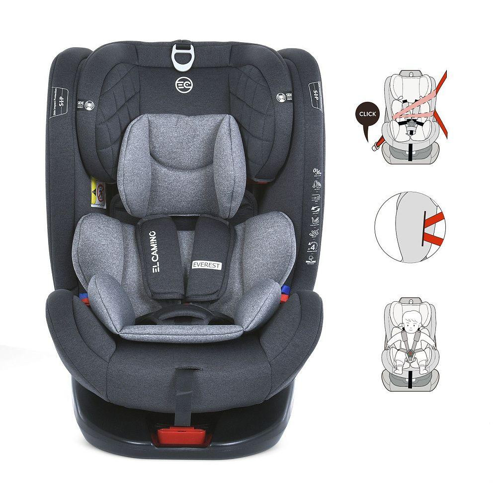 Автокрісло дитяче El Camino EVEREST Light Gray 0-36кг 5-точкові ремені безпеки ISOFIX 360º Світло-сіре (ME 1114 ) Чернігів - фото 2