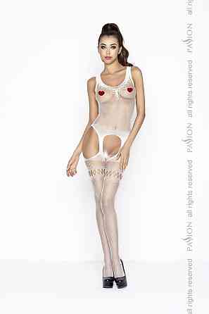 Бодистокинг Passion BS038 white, комбинезон, имитация чулок и пояса Sex Aura Киев