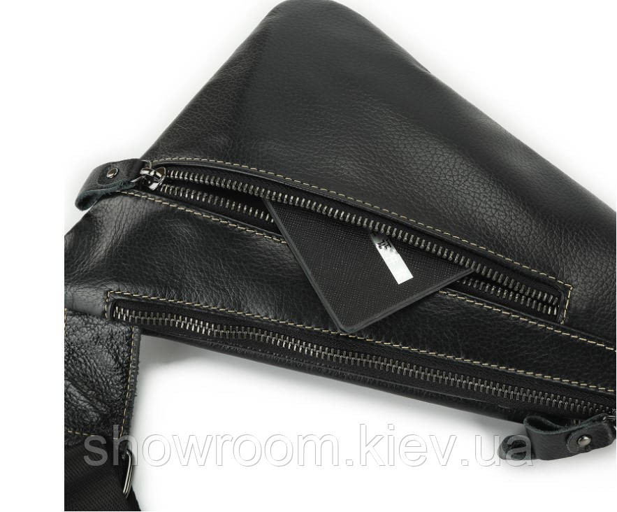 Чоловічі сумки на груди (слінг) Leather Collection (5040) black Київ - фото 4