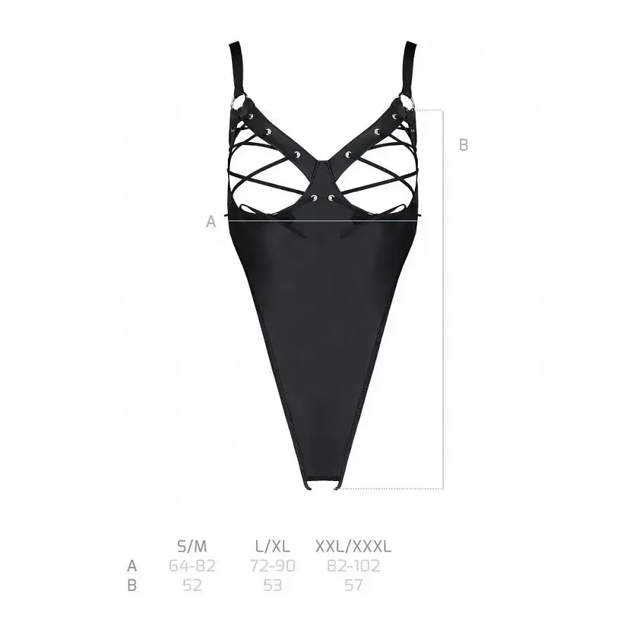 Боді з екошкіри Passion CELINE BODY L/XL, black, з доступом, відкритий Львів - фото 7