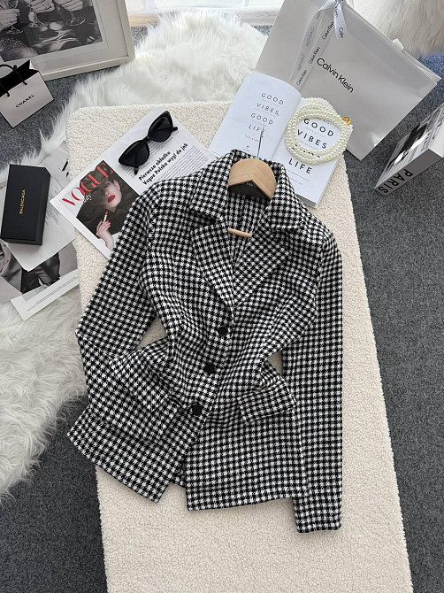 Жіночий стильний принтований костюм двійка: піджак і спідниця кашемір лапка Одеса - фото 9