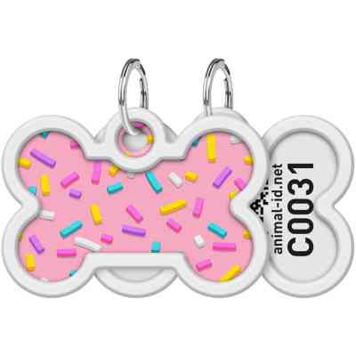 Адресник для животных WAUDOG Smart ID с QR паспортом "Маршмеллоу", кость 40х28 мм (0640-0214) Винница