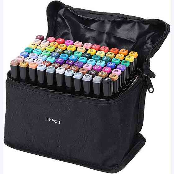 Большой набор скетч маркеров 80 цветов Touch Raven в черном чехле для рисования Каменец-Подольский