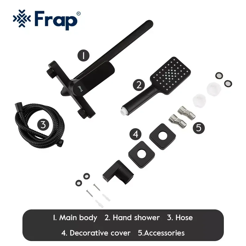 Смеситель для ванны с душевым гарнитуром Frap F2262 черный Киев - изображение 8