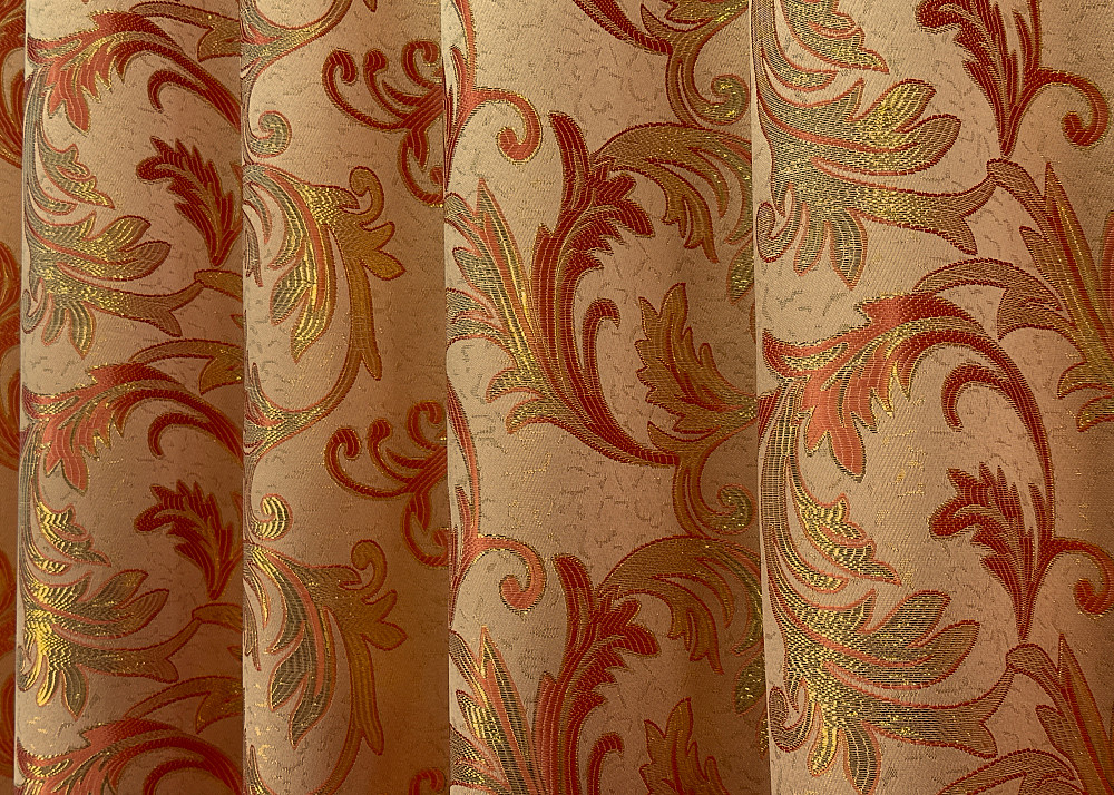 Комплект готовых штор VR-Textil Жаккард Завиток с люрексом № 1646ш Оранжевый с золотистым 145х170 см 2 шт (35-0258) Киев - изображение 11