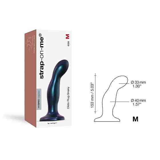 Дилдо Strap-On-Me DILDO PLUG SNAKY METALLIC BLUE, размер M, диаметр 4 см, вводимая длина 15,3 см Sex Aura Киев