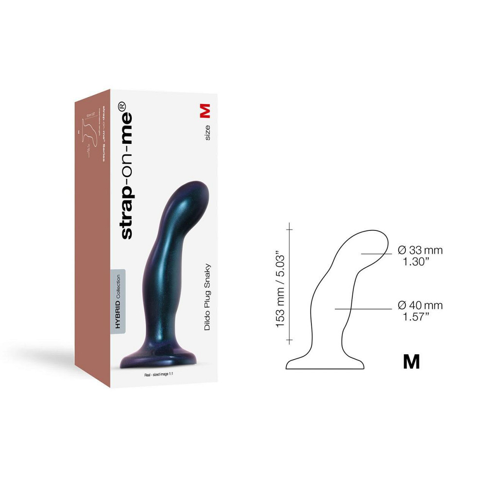Дилдо Strap-On-Me DILDO PLUG SNAKY METALLIC BLUE, размер M, диаметр 4 см, вводимая длина 15,3 см Sex Aura Киев - изображение 4