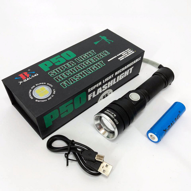 Компактний акумуляторний ліхтар BL-611-P50, Ліхтарик світлодіодний для туриста, LED ліхтар із зарядкою AE-82 Львів - фото 2