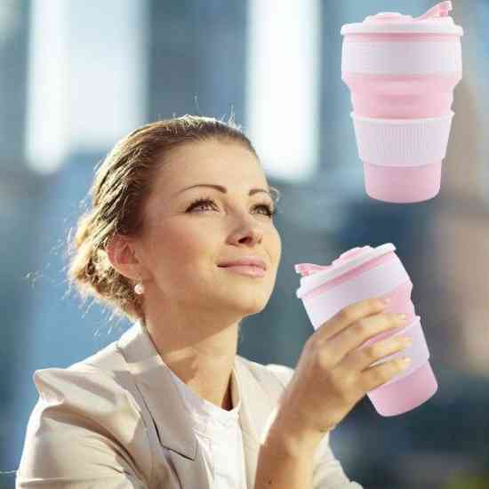 Складная силиконовая чашка Collapsible 350 мл Розовая Винница