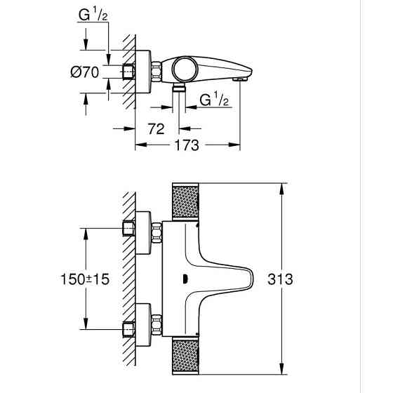 Змішувач для ванни з термостатом Grohe Grohtherm 1000 Performance (34830000) Київ