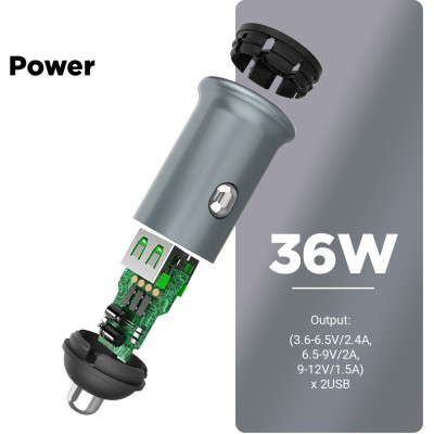 Зарядное устройство Armorstandart Car 2xUSB QC3.0 Grey (ARM65438) Винница - изображение 2