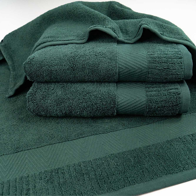 Набор махровых полотенец Зеро Твист Бордюр 3шт 50x90см, 50x90см, 70x140см 550г/м2 (Зеленый) Сумы - изображение 4