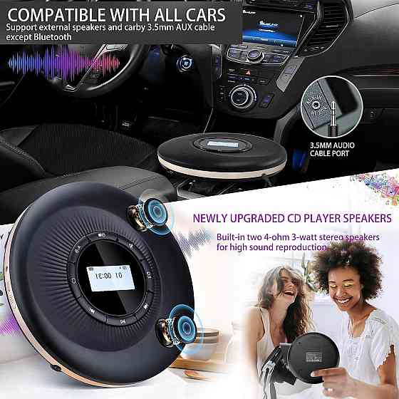 Портативний CD-програвач CCHKFEI C302 РК-дисплей з вбудованими динаміками та акумулятором Дніпро