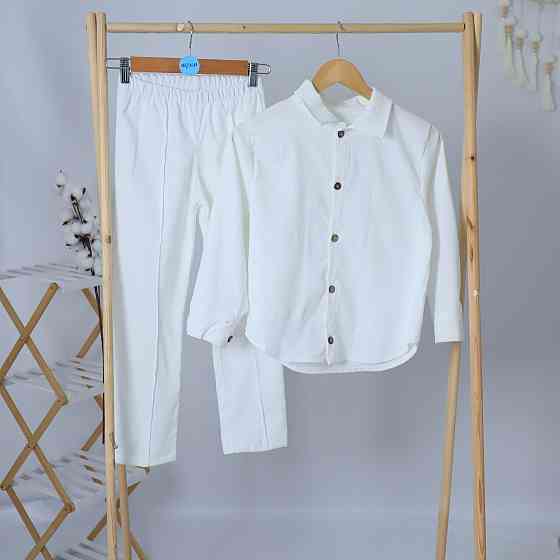 Святковий вельветовий костюм білого кольору для хлопчика  костюм до школи сорочка + штани Кам'янець-Подільський