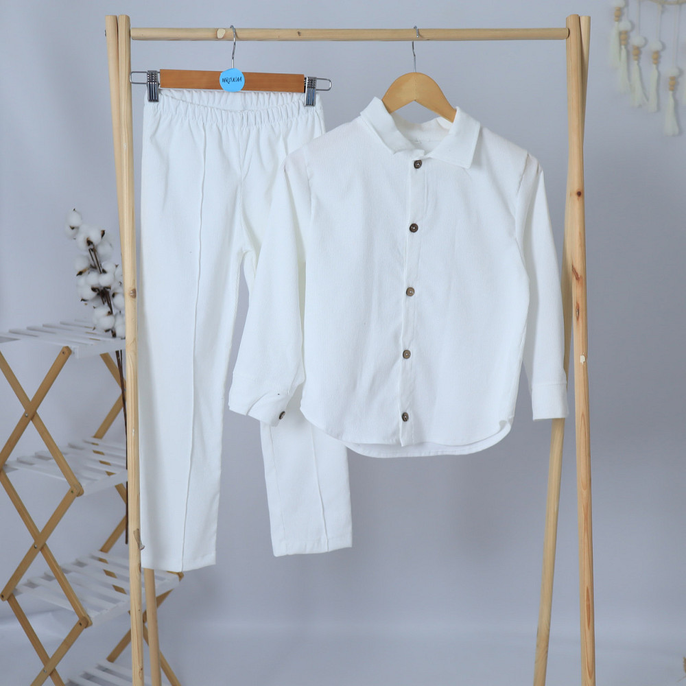 Праздичной вельветовый костюм белого цвета для мальчика костюм в школу рубашка+брюки Каменец-Подольский - изображение 2