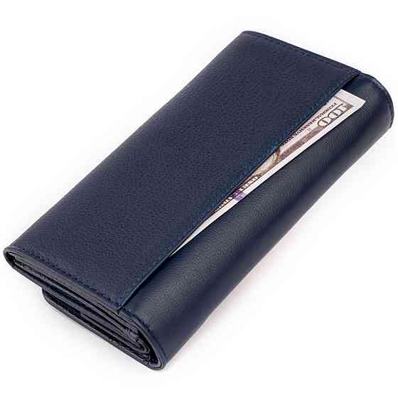 Гаманець шкіряний в два складання жіночий ST Leather 19291 Синій Київ