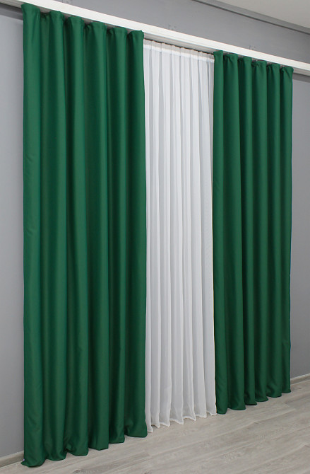 Комплект готовых штор VR-Textil Блэкаут Midnight № 1398ш Зеленый 150х290 см 2 шт (33-0265) Киев - изображение 5