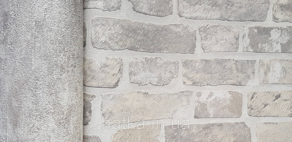 Обои виниловые на флизелине AdaWall Roka 1.06х10 под кирпич структурные серые бежевые серебристые 23104-2 Киев - изображение 2