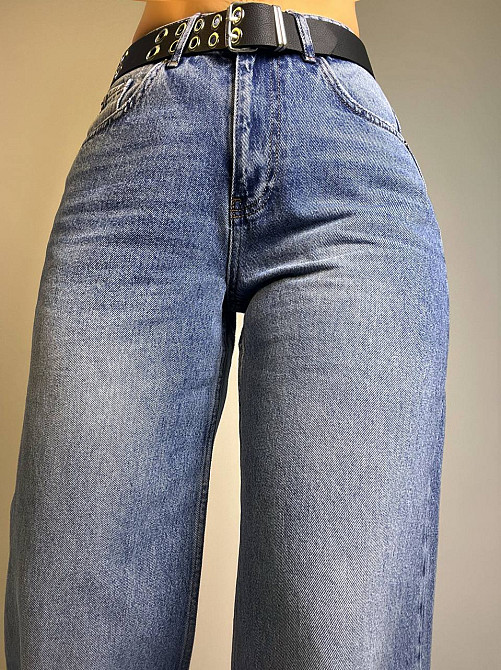 Джинсы женские Envy Rose 5391 WIDE BAGGY свободный крой широкие от бедра с ремнем высокая посадка светло-синие, светло-синий, 29, 29, 86 см, 115 см Киев - изображение 3
