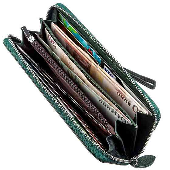 Жіночий клатч-гаманець на блискавки ST Leather 18936 Зелений Київ