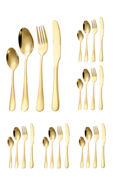 Набір столових приладів 24 шт х 6 персон Подарунковий Нержавіюча сталь Золоті Кейс Кременчук - фото 3