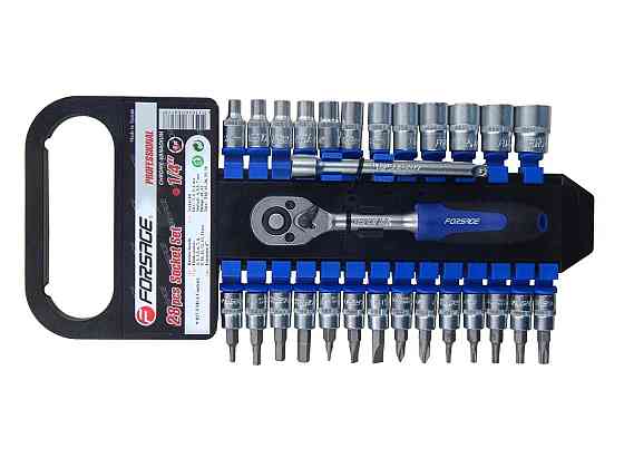 Набір головок і біт з тріскачкою 28пр. 1/4'' (4-14мм; Torx:T10-T30; Hex:3-6мм; Slotted:SL4.5-SL7; Philips: PH1-PH2) Одеса