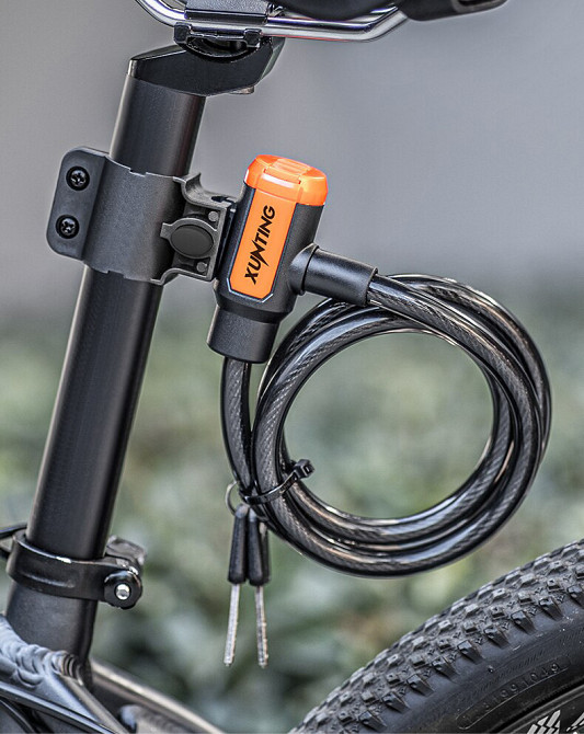 Велосипедний тросовий замок Xunting з кріпленням і ключами 120 см протиугінний для велосипеда самоката Київ - фото 2