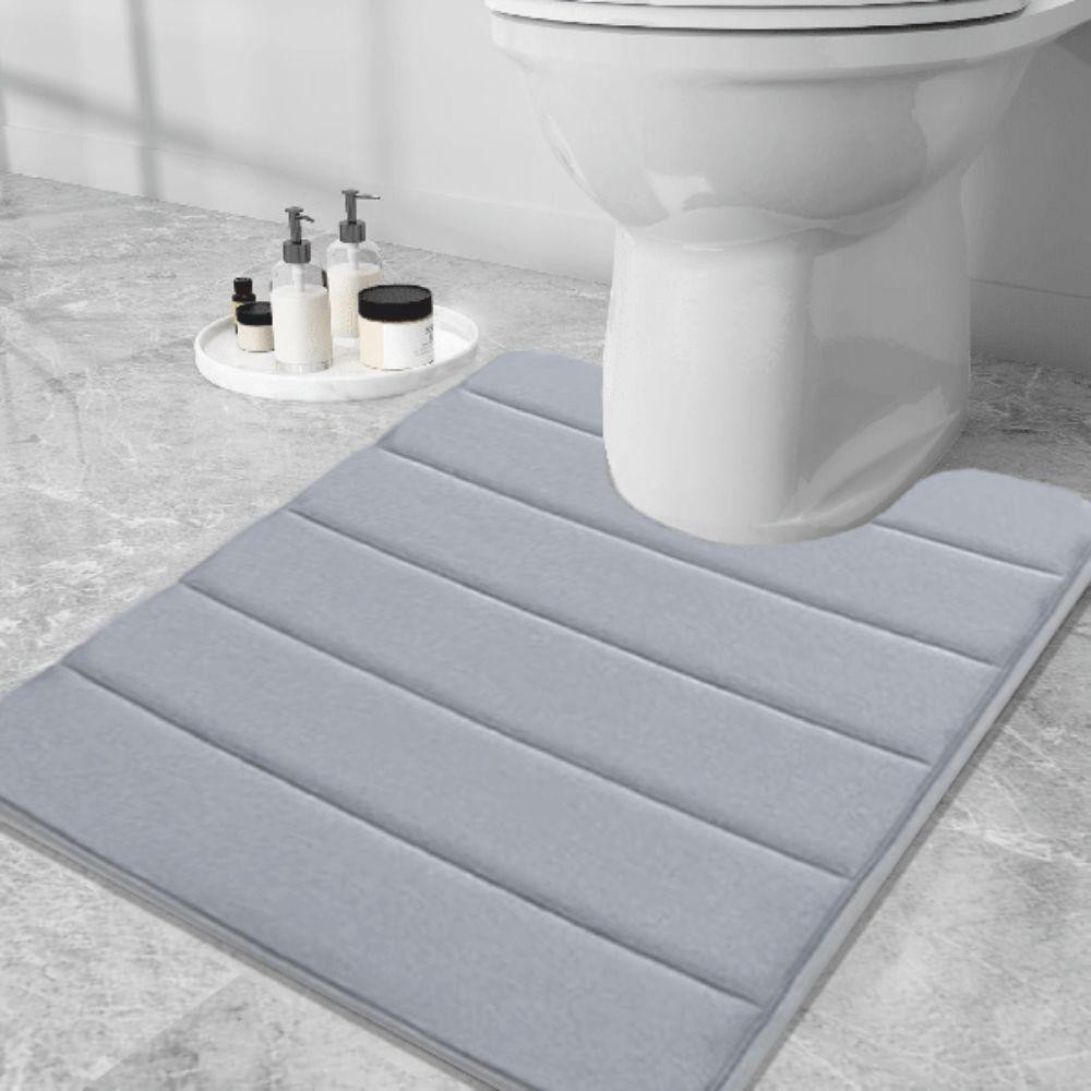 Современный коврик для ванной Aquarius с эффектом памяти U-образный контурный 50 х 50 см Серый в полоску Буча - изображение 1