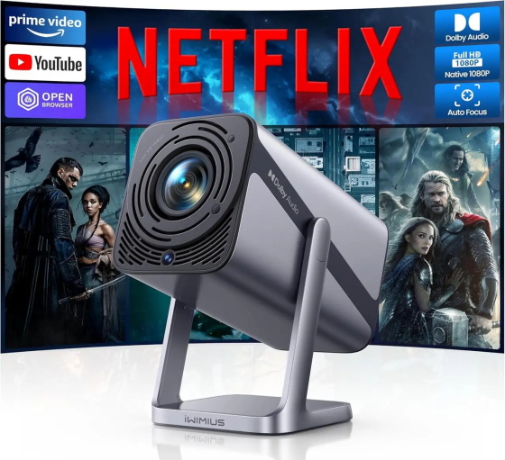 Мини-проектор iWIMIUS S299000 люмен Smart FHD 1080P портативный проектор с поддержкой 4K, Wi-Fi6 Bluetooth 50% зум 360° Киев