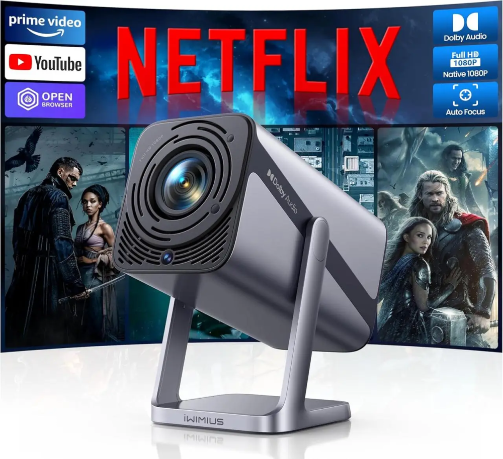 Мини-проектор iWIMIUS S299000 люмен Smart FHD 1080P портативный проектор с поддержкой 4K, Wi-Fi6 Bluetooth 50% зум 360° Киев - изображение 2