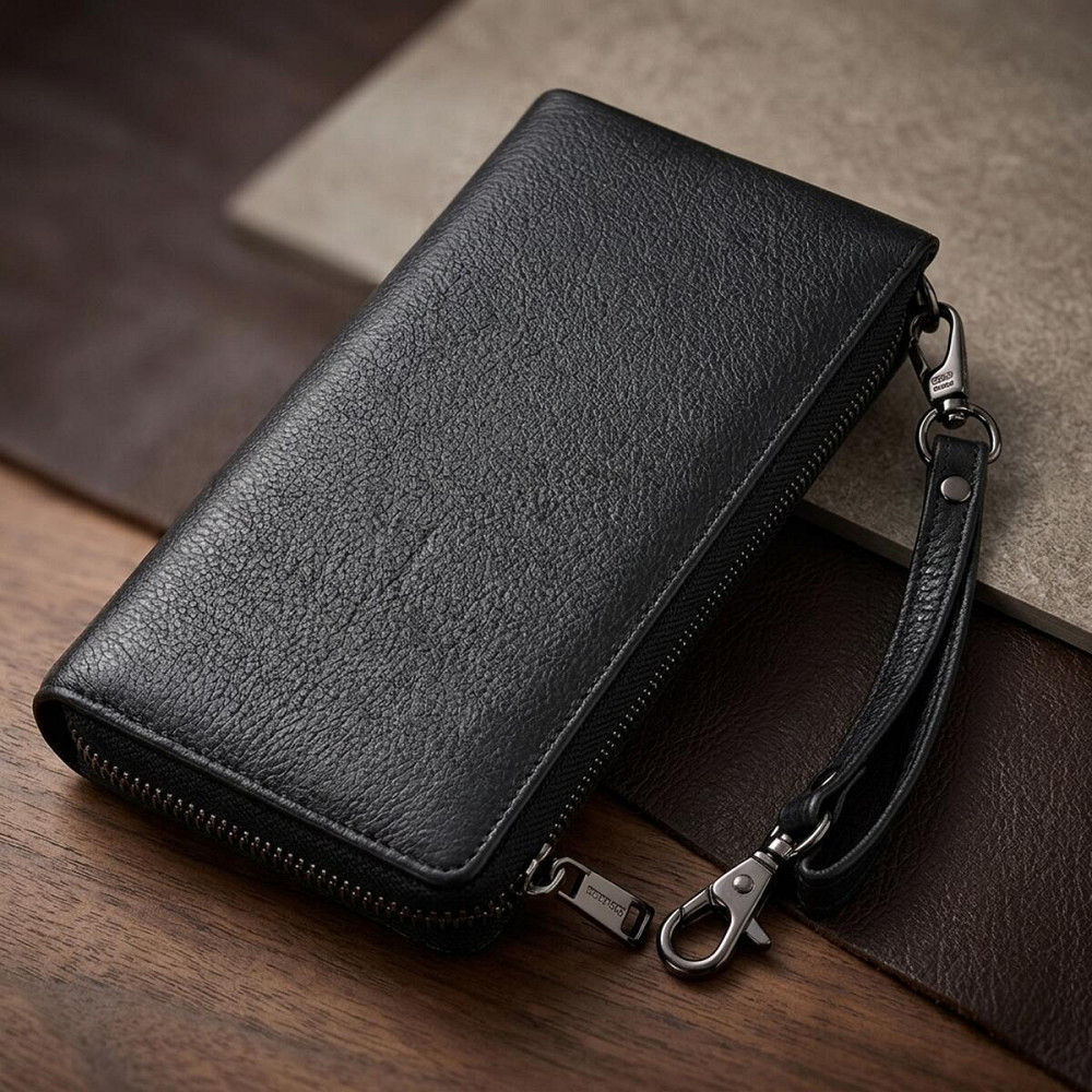 Практичний шкіряний гаманець на три відділення ST Leather 23111 Чорний Київ - фото 14
