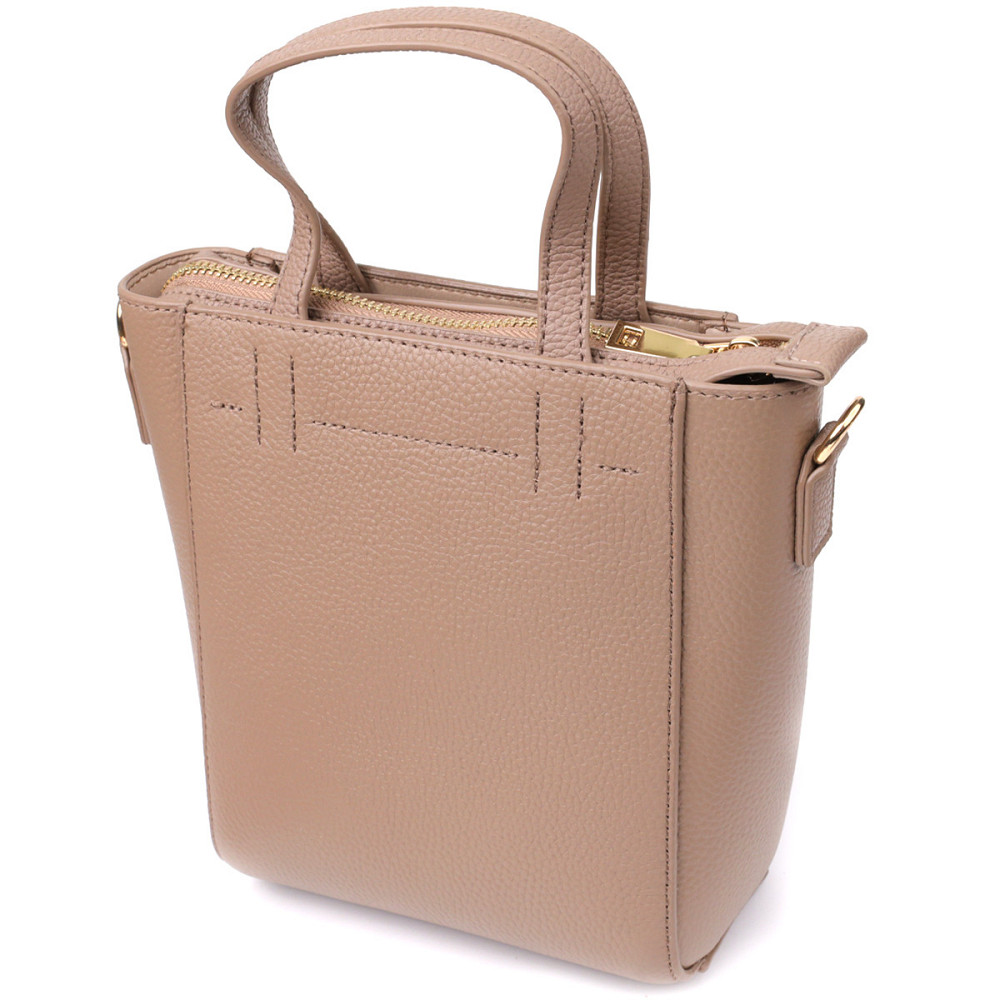 Стильна сумка жіноча з натуральної шкіри у формі трапеції Vintage 22918 Бежевий Київ - фото 1