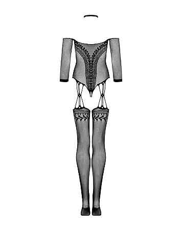 Нейлоновий бодістокінг з імітацією панчіх Obsessive Bodystocking G333 S/M/L, black, з доступом Sex Aura Київ
