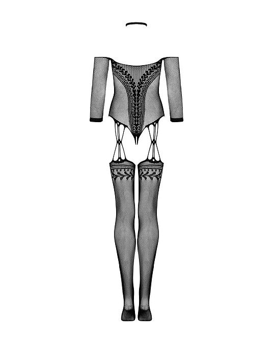 Нейлоновый бодистокинг с имитацией чулок Obsessive Bodystocking G333 S/M/L, black, с доступом Sex Aura Киев - изображение 6